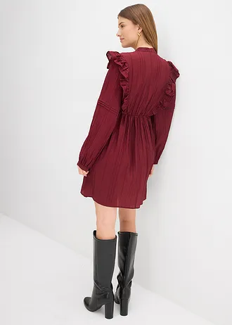 Jurk met volants, Kleur: robijnrood