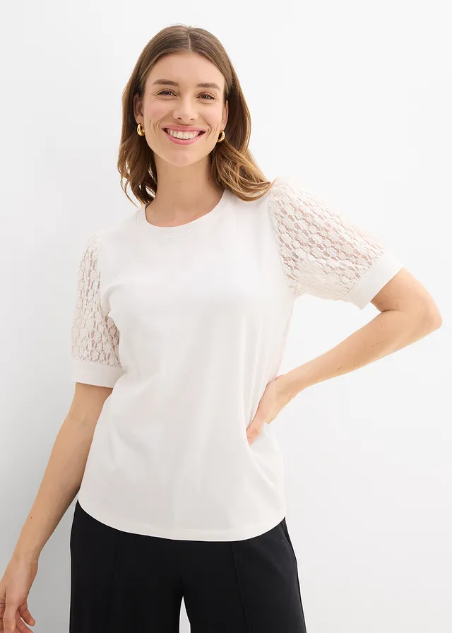 Bluză din tricot din amestec de bumbac • ecru • magazin bonprix