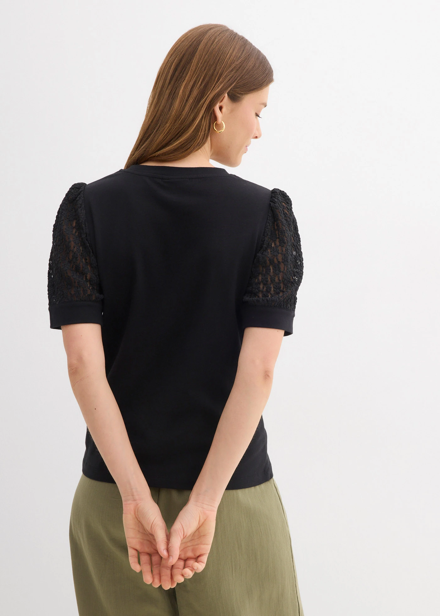 Bluză din tricot din amestec de bumbac • negru • magazin bonprix