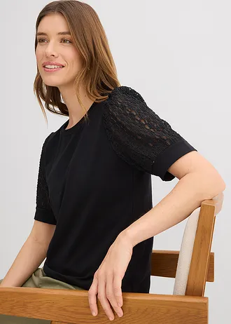 Shirt in een katoenmix • zwart • bonprix online shop