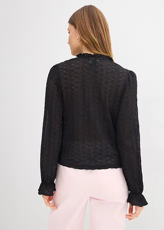 Bluză cu dantelă cu mâneci balon • negru • magazin bonprix