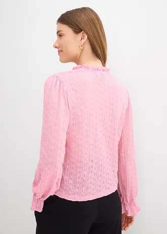 Kanten shirt met ballonmouwen, Kleur: rookorchidee