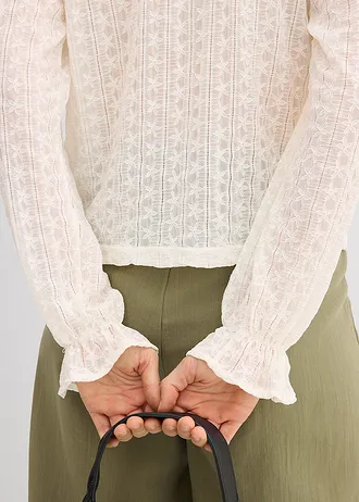 Kanten shirt met ballonmouwen • wolwit • bonprix online shop