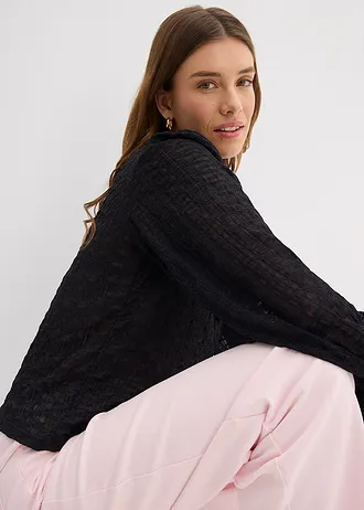 Kanten shirt met ballonmouwen • zwart • bonprix online shop