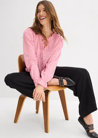 Bluză cu dantelă cu mâneci balon • violet-orhidee fumuriu • magazin bonprix