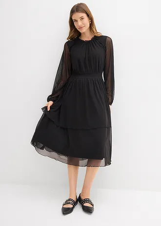 Rochie din jerse din mesh fin • negru • magazin bonprix