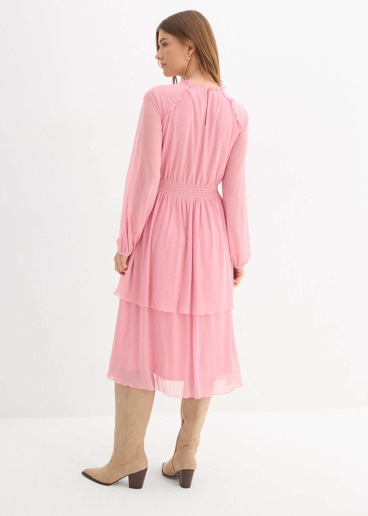 Robe en jersey et mesh fin • orchidée fumé • Boutique bonprix