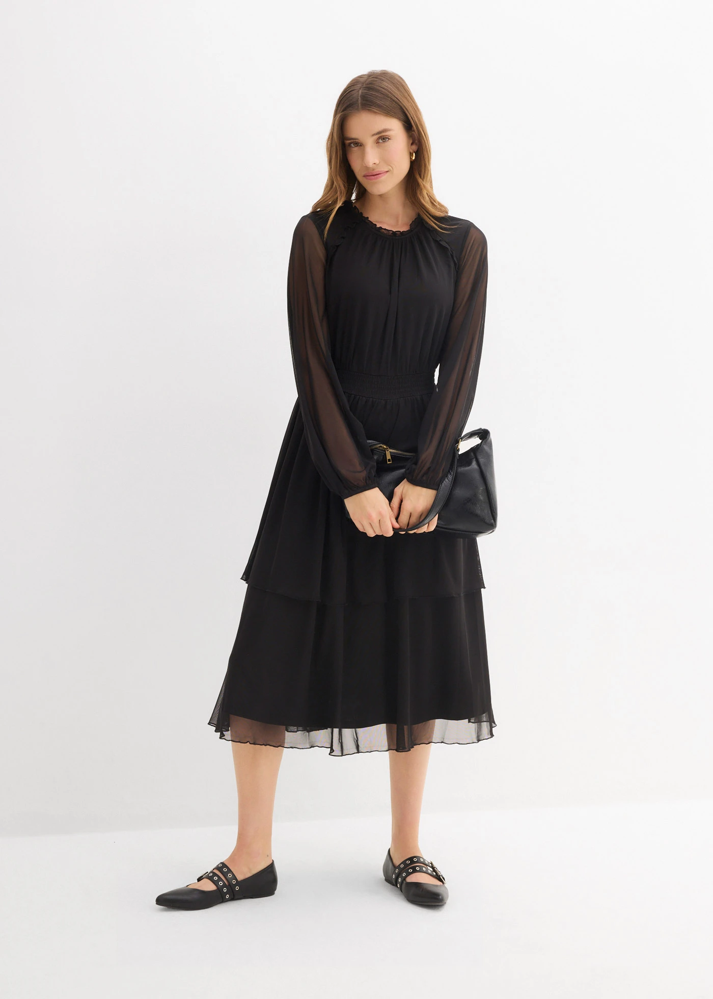 Jersey jurk van fijn mesh • zwart • bonprix online shop