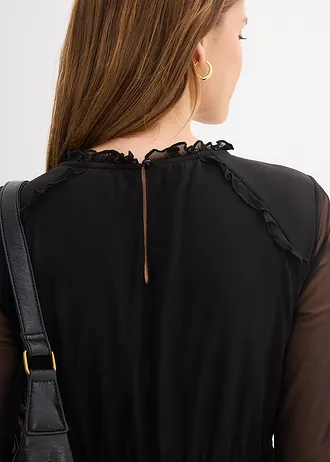 Jersey jurk van fijn mesh • zwart • bonprix online shop