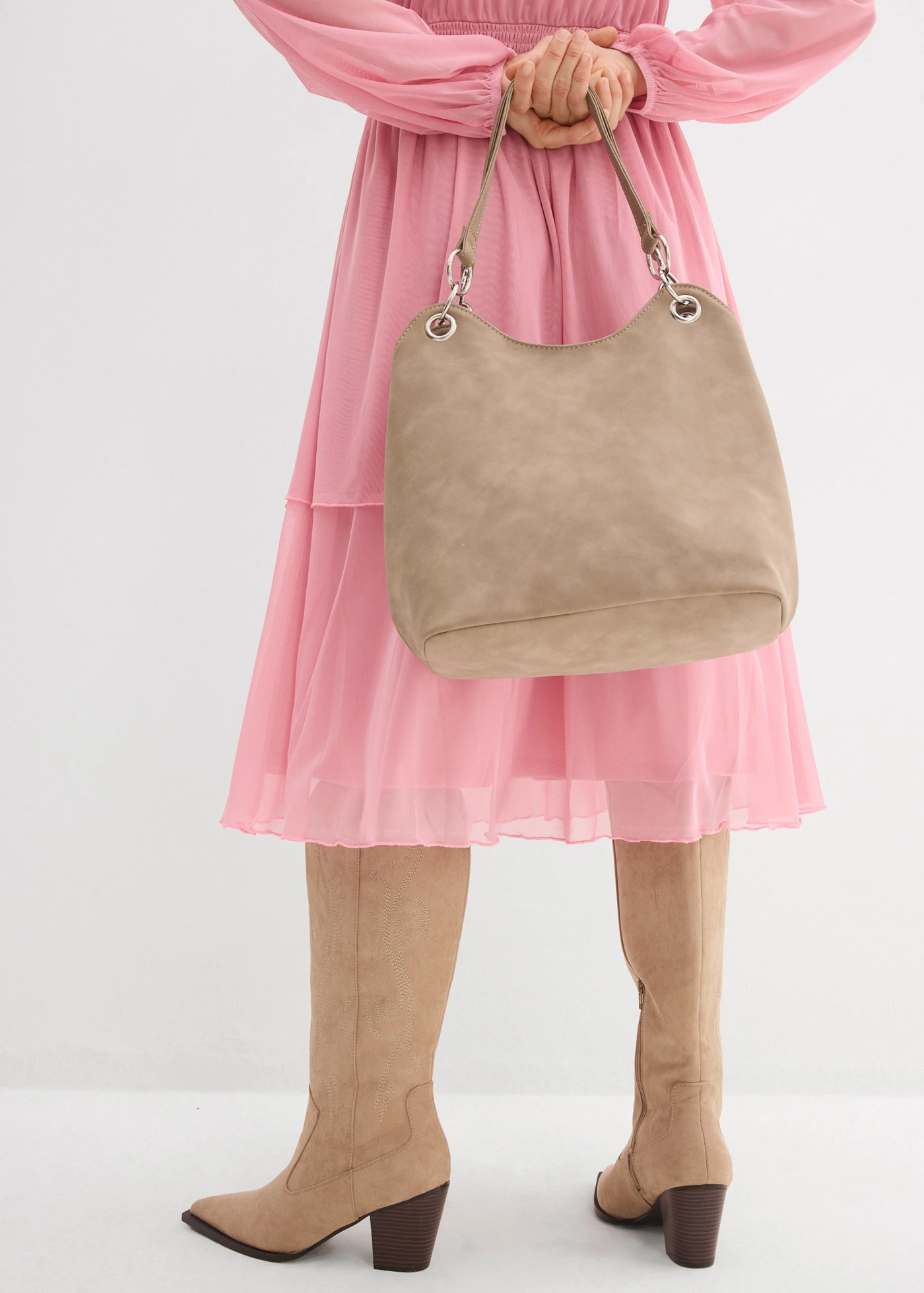 Jersey jurk van fijn mesh • rookorchidee • bonprix online shop