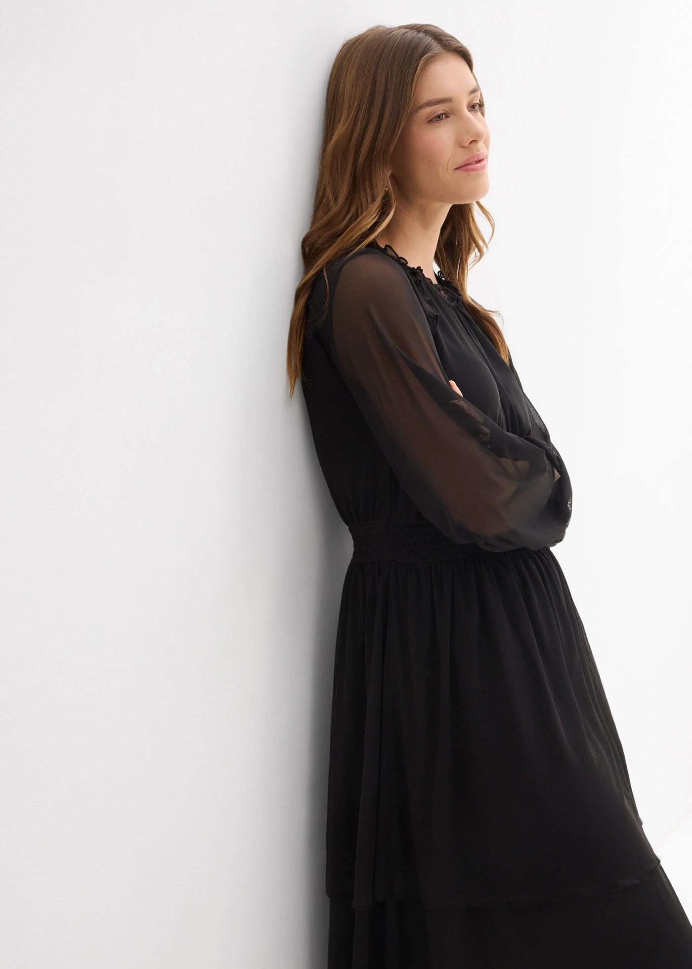 Rochie din jerse din mesh fin • negru • magazin bonprix