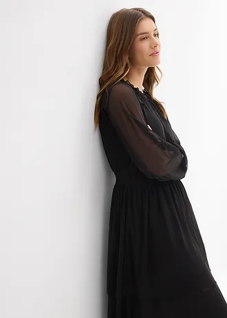 Rochie din jerse din mesh fin • negru • magazin bonprix