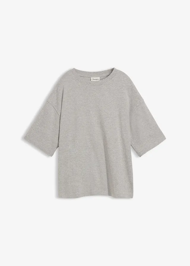 Oversized shirt van puur, zwaar biologisch katoen, Kleur: lichtgrijs gemêleerd