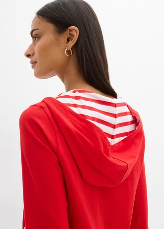 Hoodie van katoen met 3/4 mouw • aardbeirood • bonprix online shop