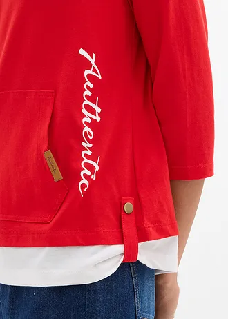 Hoodie van katoen met 3/4 mouw • aardbeirood • bonprix online shop