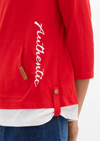 Tričko s kapucňou, 3/4 rukáv, z čistej bavlny • jahodová • obchod bonprix