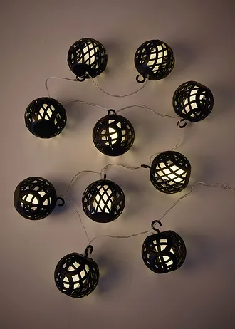 LED-lichtslinger met bollen van mesh • zwart • bonprix online shop