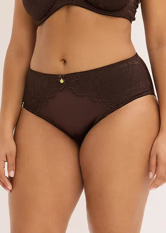 Maxislip met glanseffect, Kleur: donkerbruin