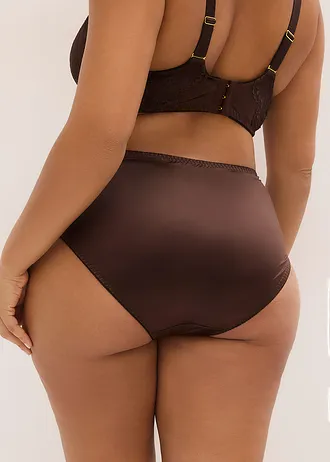 Maxislip met glanseffect, Kleur: donkerbruin