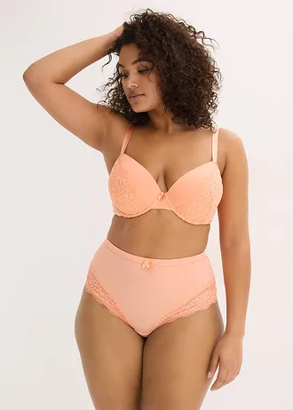 Beugel bh met biologisch katoen en kant, Kleur: soft papaya