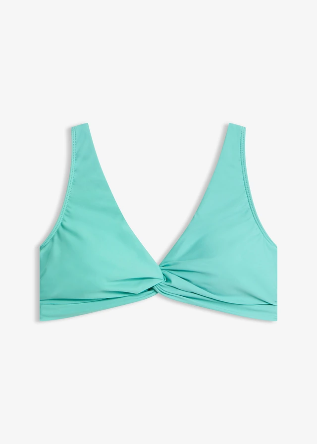 Haut de bikini brassière à détail torsadé, Couleur: turquoise clair