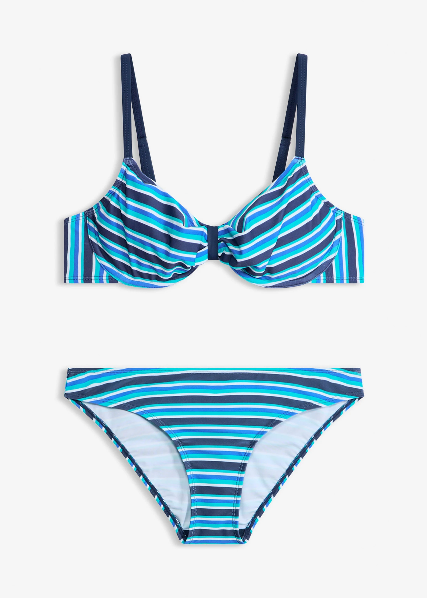 Beugel bikini met verstelbare schouderbandjes (2-dlg. set) • diepblauw gestreept • bonprix online shop