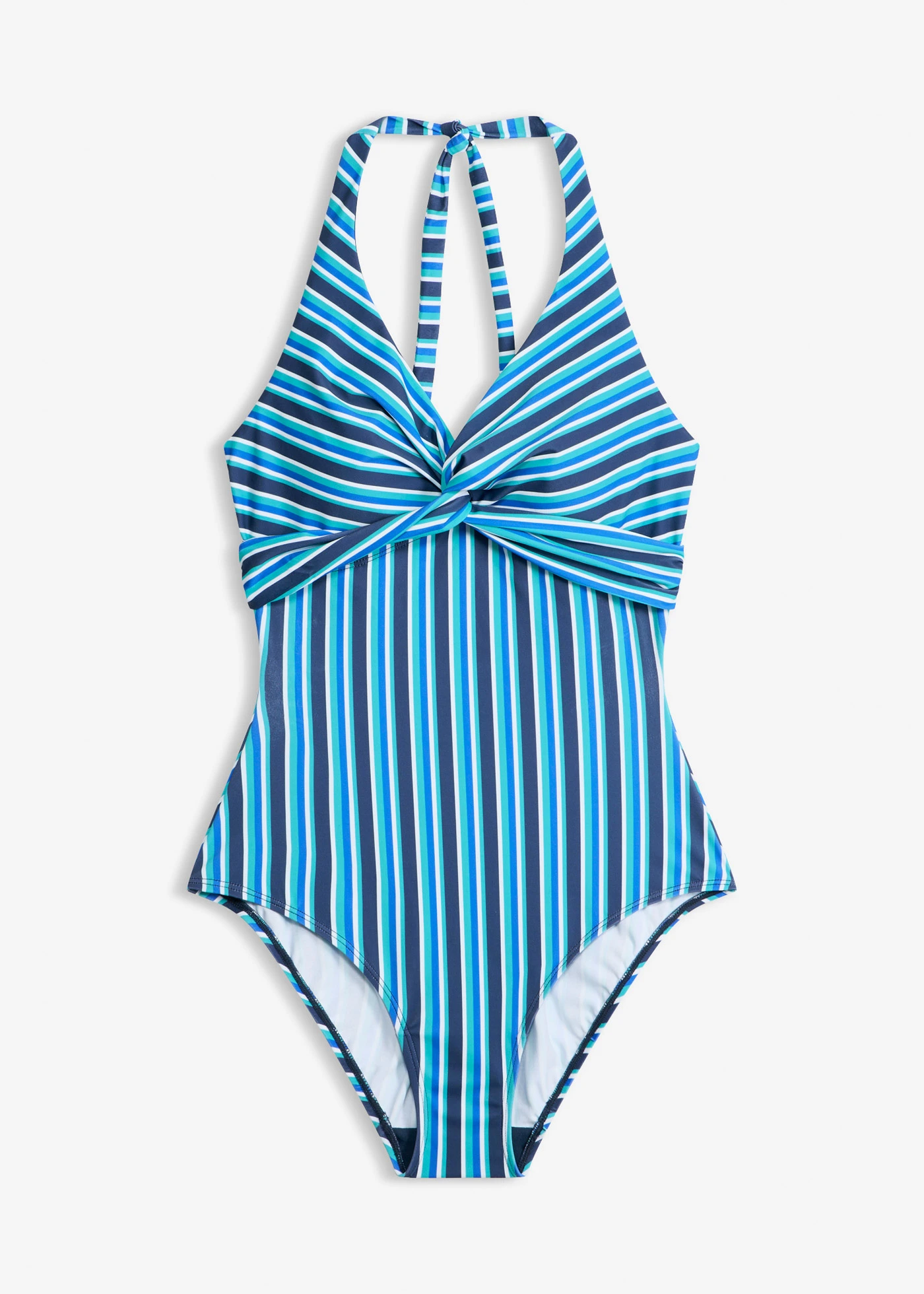 Halter badpak in wikkellook • diepblauw gestreept • bonprix online shop