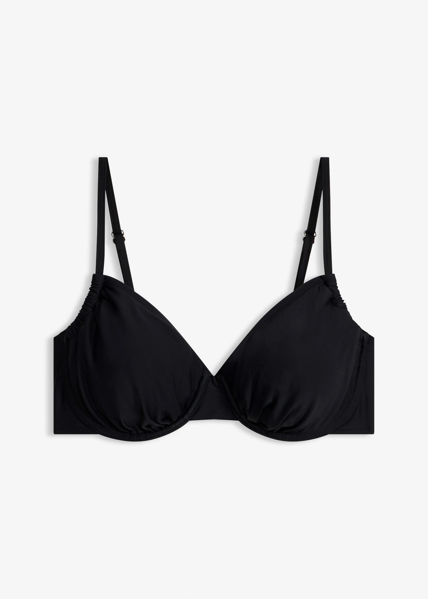 Merevítős bikini felső oldalsó ráncolással • fekete • bonprix áruház