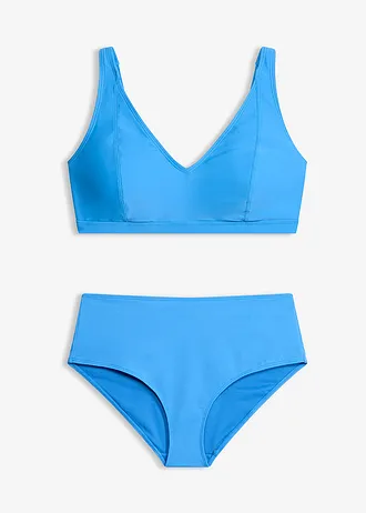 Bikini met V-hals (2-dlg. set), Kleur: staalblauw