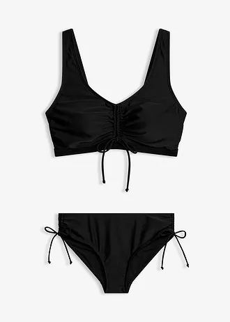 Bikiny s podprsenkovým topem a vázačkami (2dílná souprava) • černá • bonprix obchod