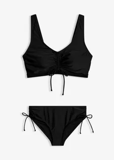 Bikini bustier (2 części) z troczkami • czarny • sklep bonprix