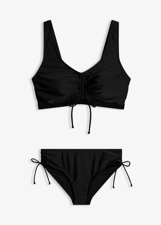 Bralette bikini (2-dlg. set) met strikkoordjes • zwart • bonprix online shop
