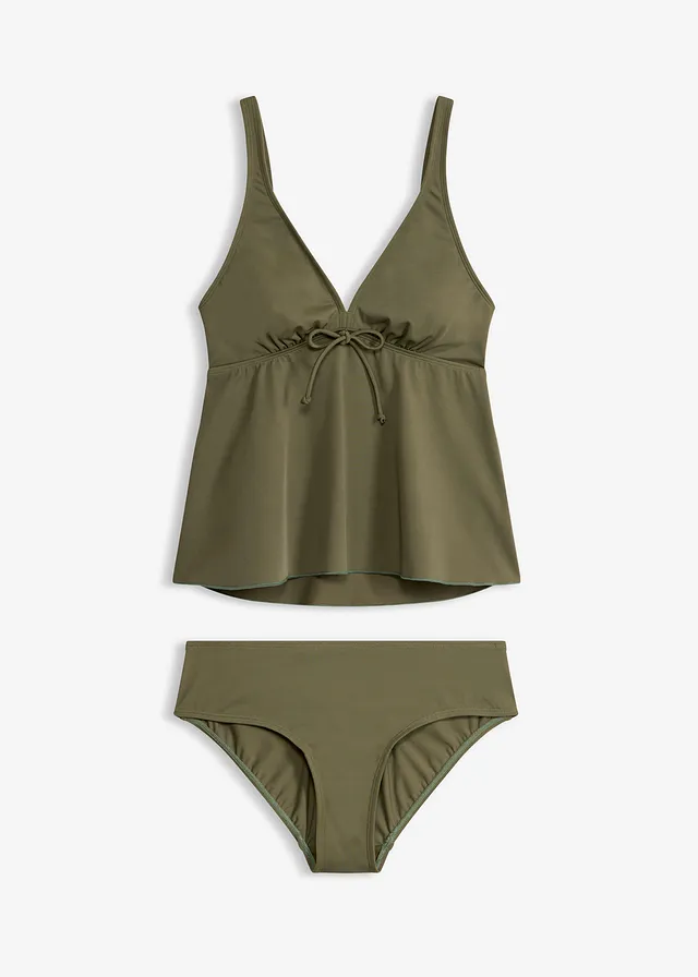 Tankini met verstelbare bandjes (2-dlg. set) • donkerolijfgroen • bonprix online shop