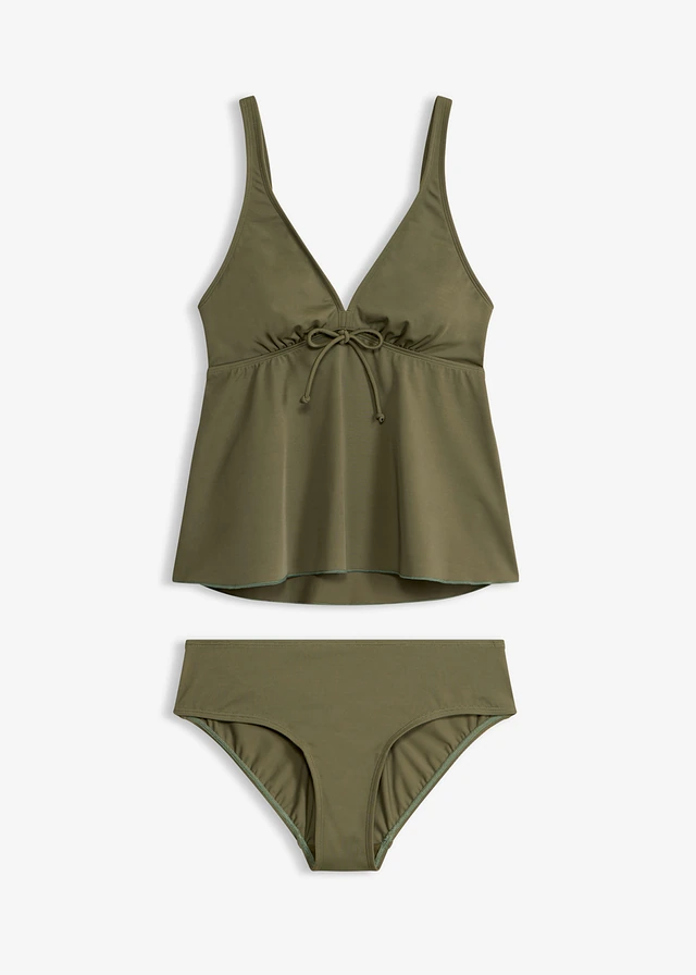 Tankini z regulowanymi ramiączkami (2 części) • ciemnooliwkowy • sklep bonprix