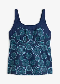 Top tankini z zabudowanym tyłem • kobaltowy w graficzny wzór • sklep bonprix