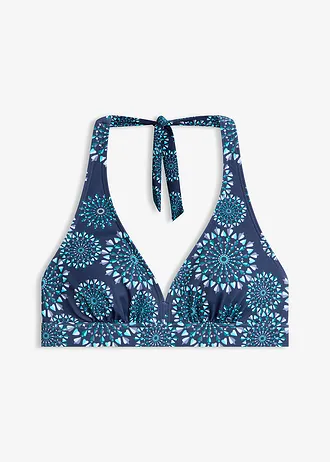 Halter bikinitop met V-hals • middernachtblauw grafische print • bonprix online shop