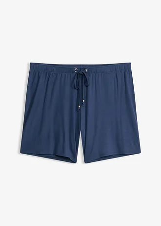 Strandshort in een soepele viscosemix, Kleur: diepblauw