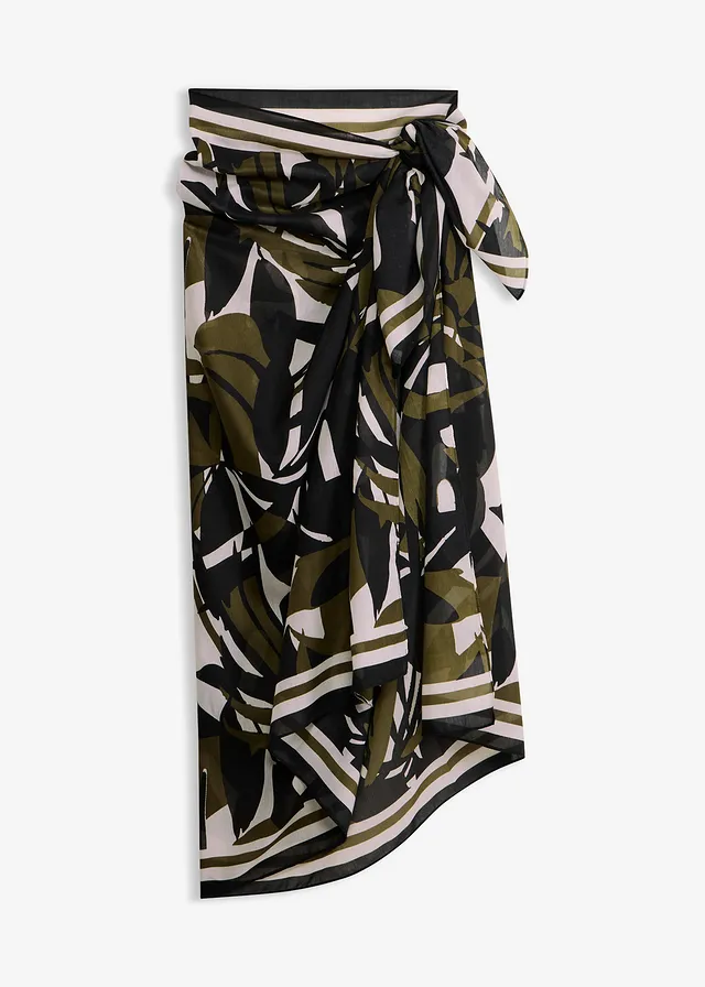 Strandpareo • zwart-donkerkaki grafische print • bonprix online shop