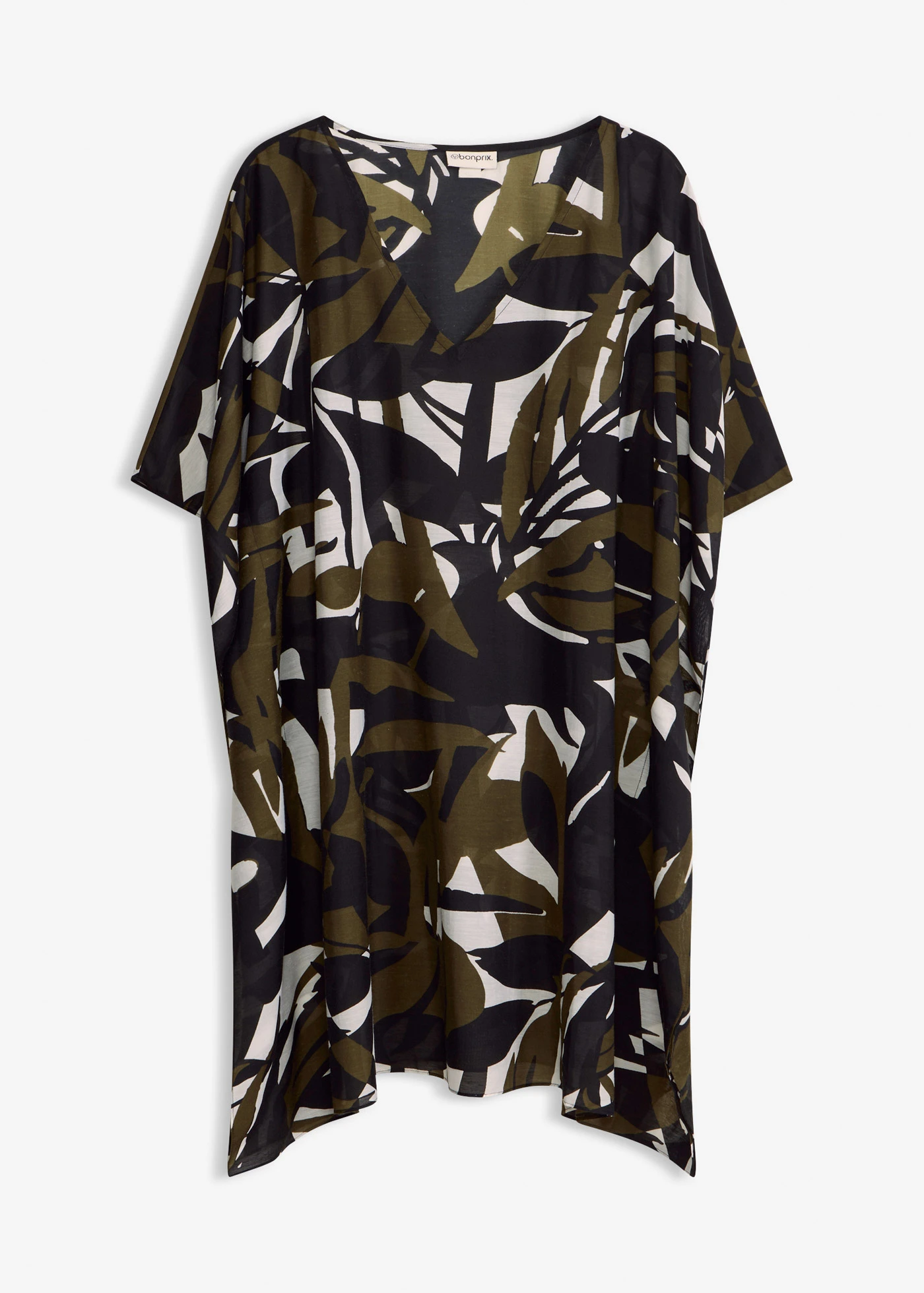 Áttetsző strandtunika • fekete-sötét keki grafikai mintás • bonprix áruház