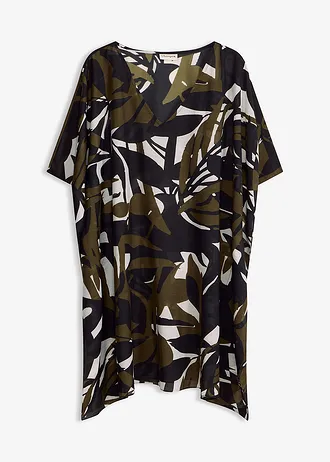 Transparante strandtuniek • zwart-donkerkaki met grafische print • bonprix online shop