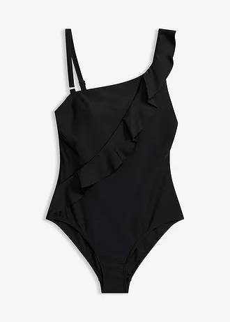 One-shoulder badpak met afneembaar bandje • zwart • bonprix online shop