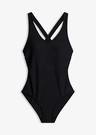 Maillot 1 pièce à coutures décoratives, Couleur: noir