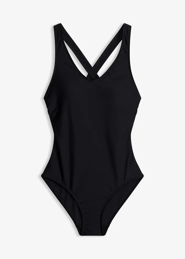 Maillot 1 pièce à coutures décoratives • noir • Boutique bonprix