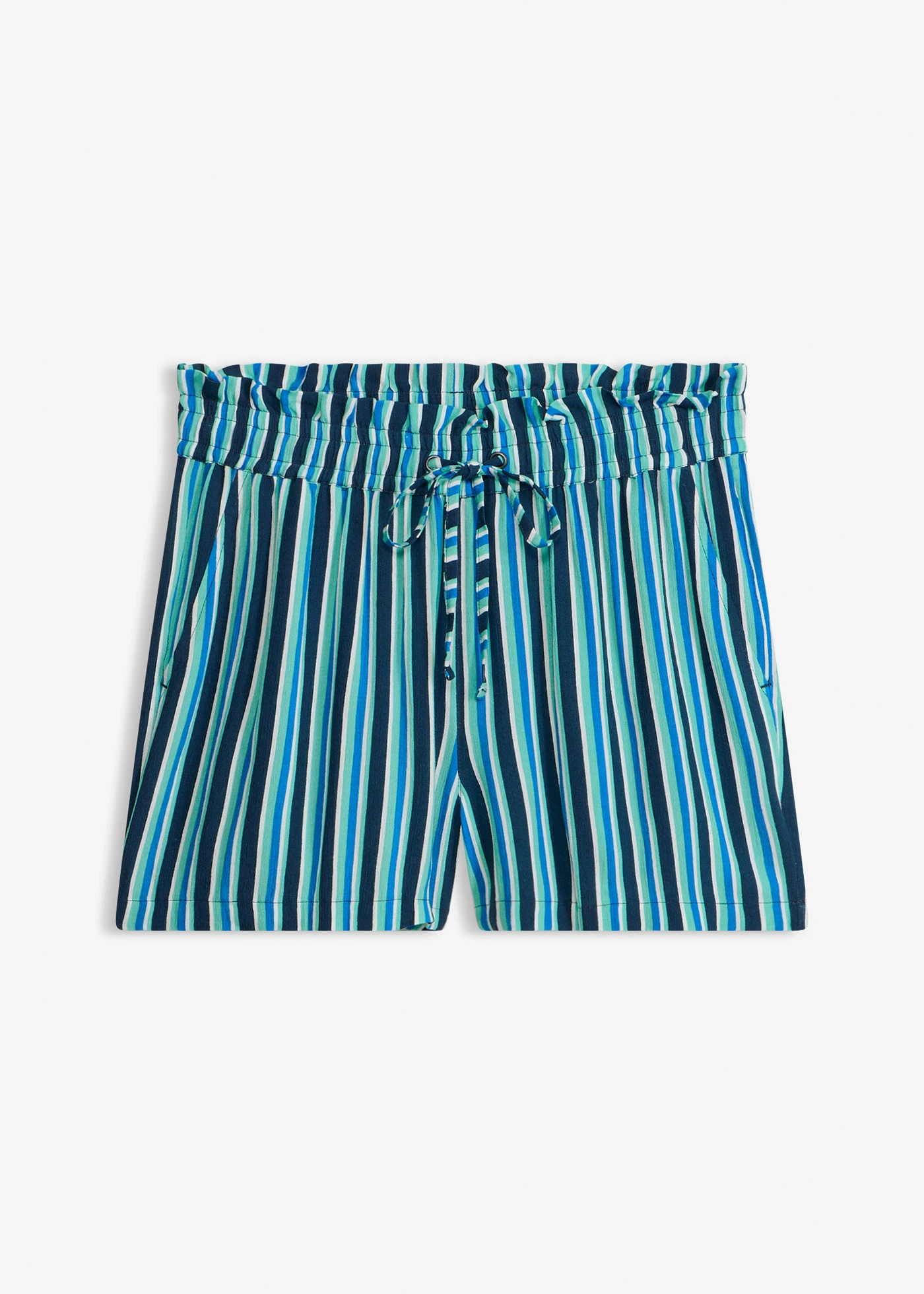 Short de plage, effet froissé • bleu profond rayé • Boutique bonprix