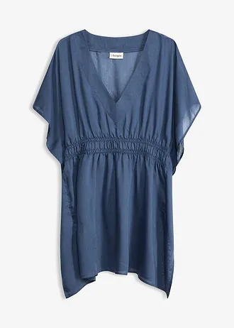 Transparante strandtuniek met V-hals, Kleur: diepblauw