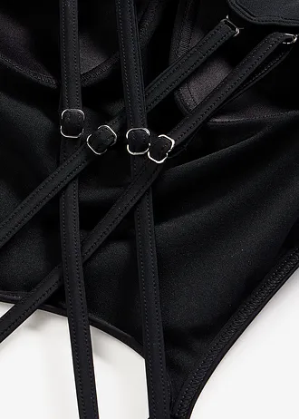 Costum de baie cu inserție de plasă • negru • magazin bonprix