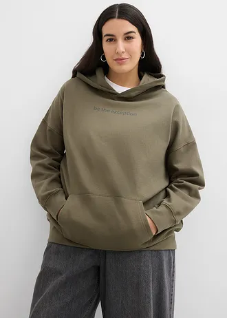 Oversized hoodie van biologisch katoen, Kleur: donkerolijfgroen