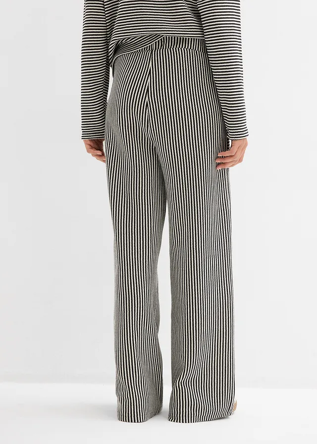Jersey broek, Kleur: zwart-wolwit gestreept