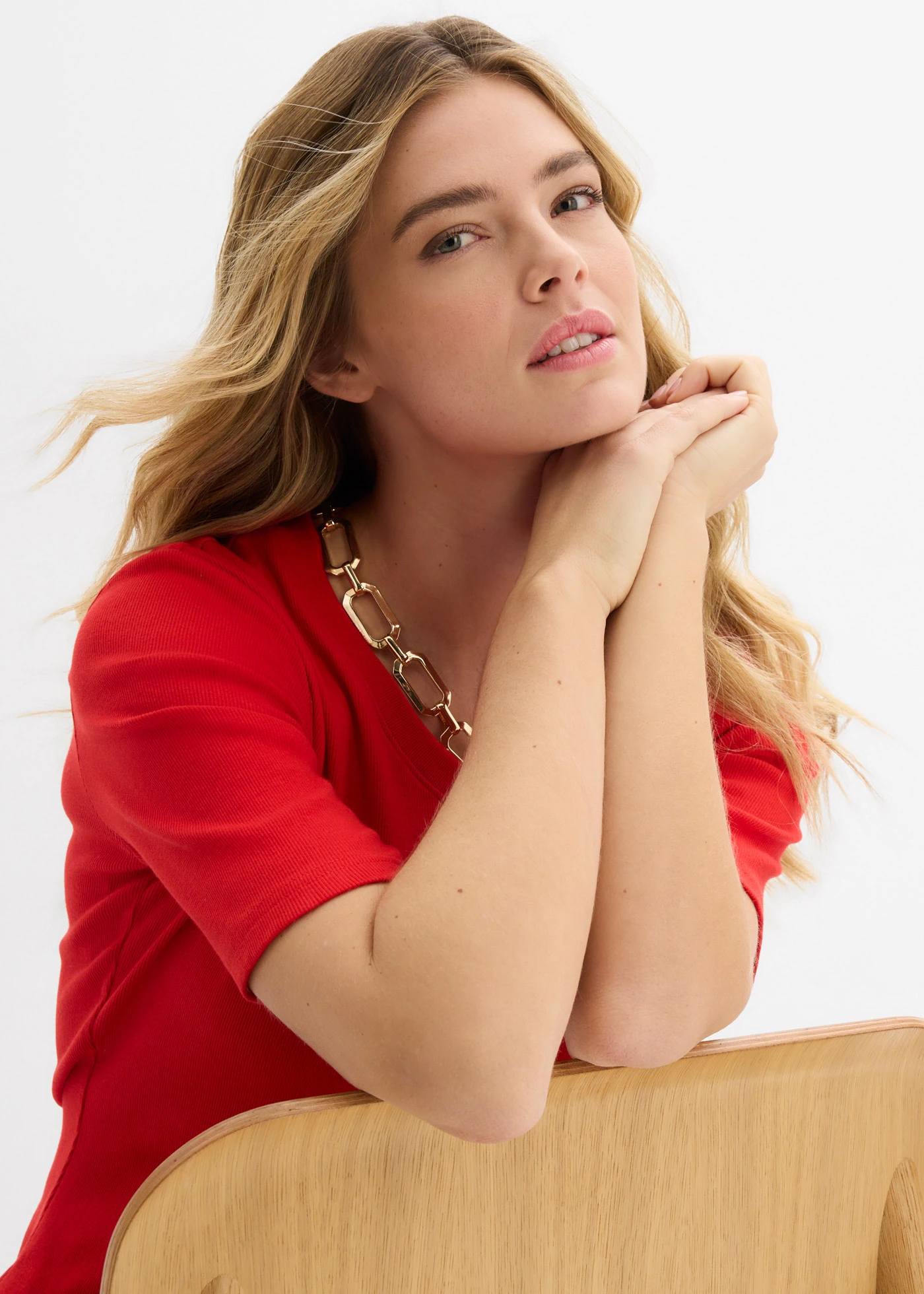 Prążkowana bluzka (2 szt.) • biel wełny - truskawkowy • sklep bonprix