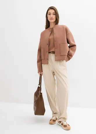 Blouson en néoprène confortable, Couleur: marron